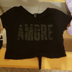 Black open back w/ tie crop top